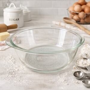 Vintage Glasbake Clear Glass Mixing Bowl 10” Baking Prep Bowl USA Kitchen